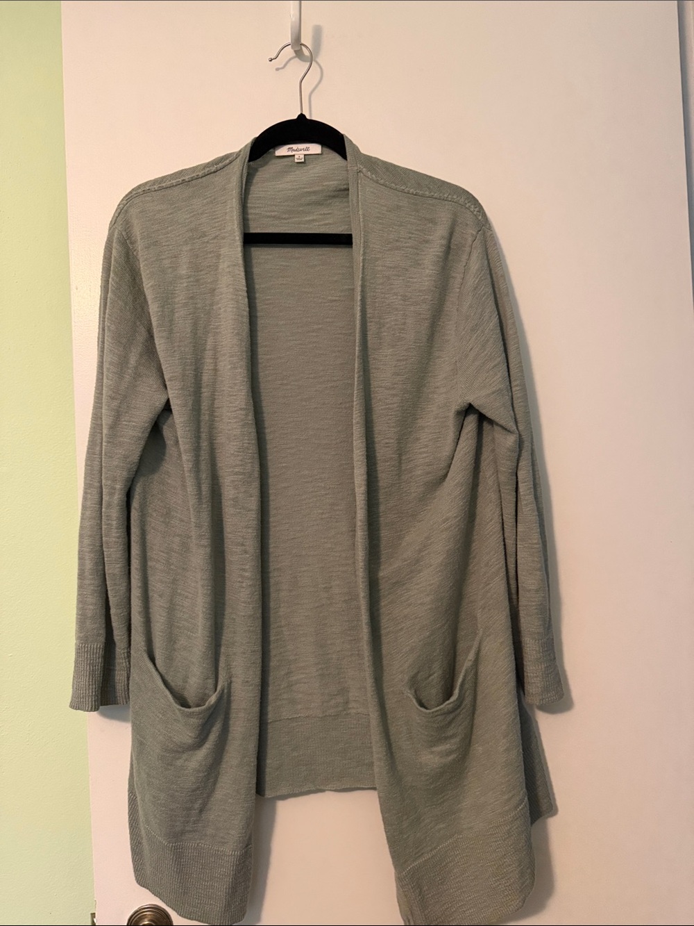 Madewell Lightweight Open-Front Cardigan in Sage